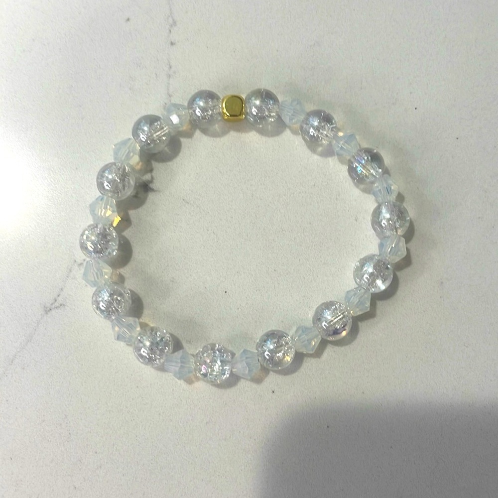 Icicle Bracelet - Cracked Quartz & Opal Crystal bracelet in size 7”